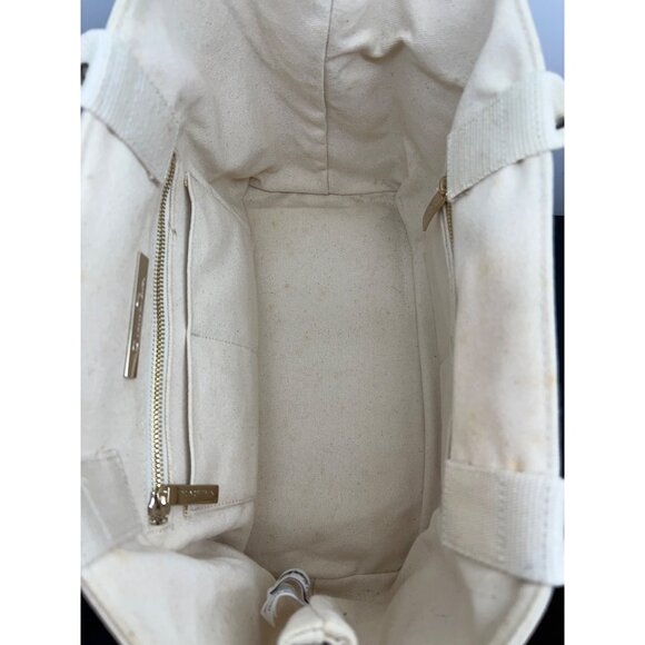 Oscar De La Renta Beige Canvas Floral Tote Bag - Picture 7 of 12